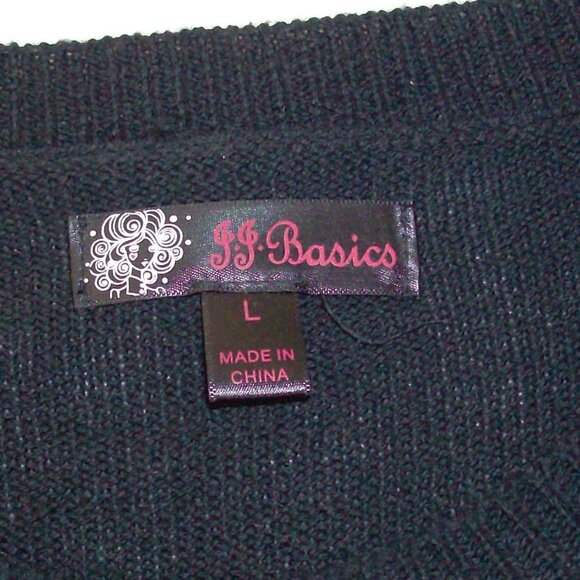 J.J. Basics Black sweater with Lime Green Fur/Fuzzy Stripes Size L - Picture 9 of 11